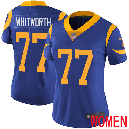 Los Angeles Rams Limited Royal Blue Women Andrew Whitworth Alternate Jersey NFL Football #77 Vapor Untouchable->los angeles rams->NFL Jersey